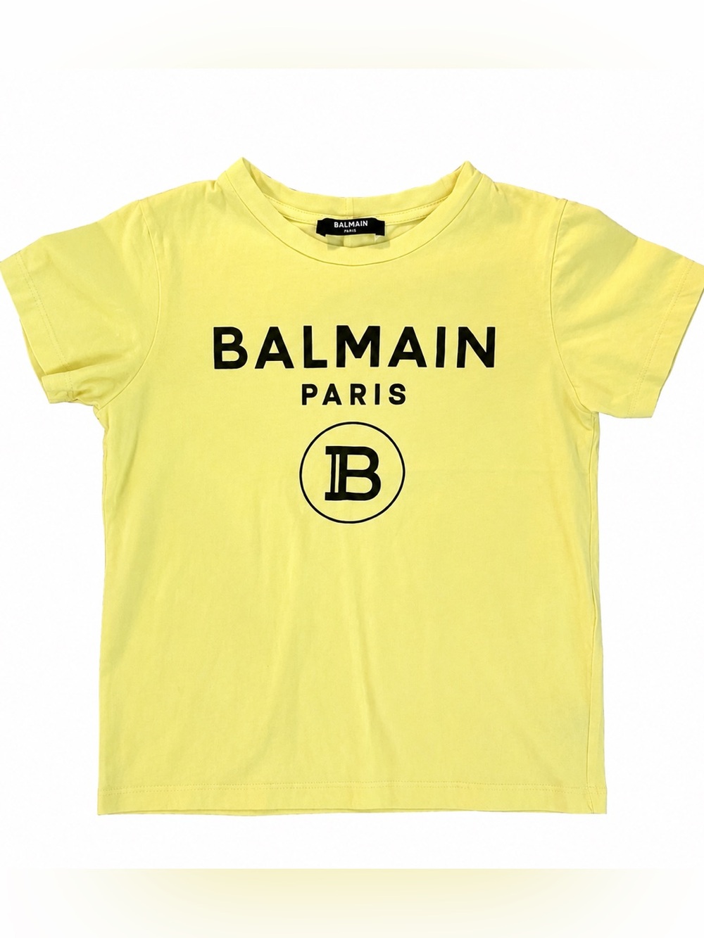 Balmain Paris Neon Yellow Logo T-Shirt size xs